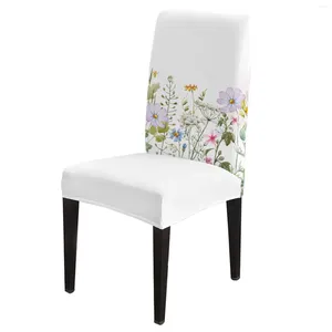 Coperture per sedie Flower Spring Vanilla Wildflower Dining Spandex Stretch Seat Cox per la festa del banchetto da cucina per matrimoni Custodia