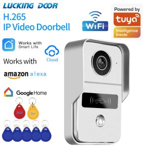 Doorbell Tuya Smart 1080p Doorbell Kamera WiFi bezprzewodowa IR HD Door Film Bell Telefon z RJ45 do opcjonalnego modułu odblokowania blokady Poe