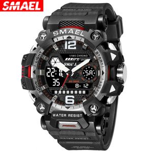 Outdoor Tactical Men's Alloy Military Style Watch Night Glow Waterproof Dual Display Quartz Electronic Watch