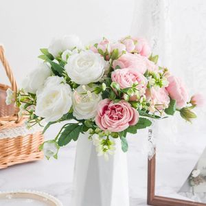 Dekorativa blommor 2 Bunches Artificial Peony Romantic Rose Bouquet Wedding Holding Flower Party Pography Props Home Room Decoration