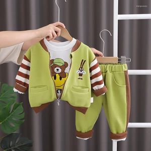 Clothing Sets Spring Autumn Baby Boys And Girls Suit Striped Long Sleeve Cardigan Coats White T-shirts Pants 3PCS Kids Outfits