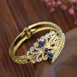 Bangle Sunspicems Elegent Marocko Gold Color Women Full Rhinestone Arab Ethnic Wedding Jewelry Lover Gift