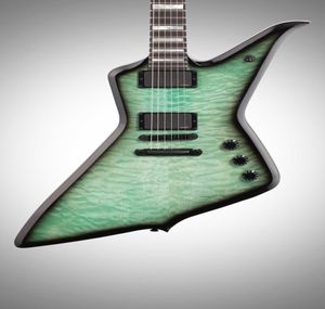 Wylde Audio Blood Eagle Nordic Ice gesteppte Maple Top Explorer E -Gitarre Weiße Perle Großer Block -Inlay Schwarzer Hardware EMG 7547821