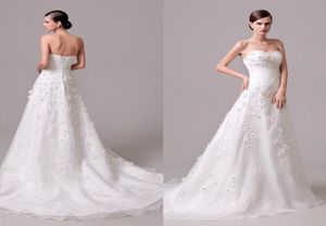 Vestido de noiva elegante e feito de flores com cristal um trem de varredura de linha de volta espartilho organza vestidos de novia barata imagem real br9039851