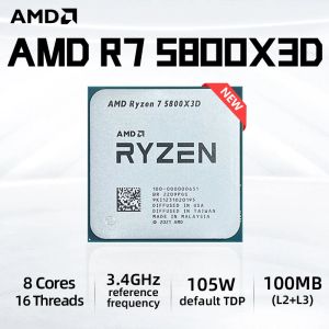 CPUS NOVO AMD R7 5800X3D Ryzen 7 5800x3d 3,4 GHz 8Core 16THRAD CPU Processador 7nm L3 = 96M 100000000651 Socket AM4, mas sem ventilador