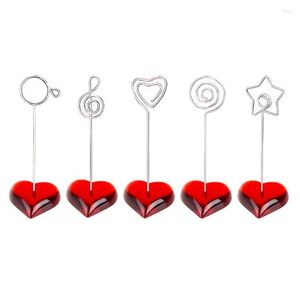 Filing Supplies Wholesale Lot 10Pcs F Heart Base Craft Wire Po Clip Memo Holder Mes Card Table Wedding Place Personalized Promotional Dhufj