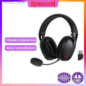 Cell Phone Earphones Redragon H848 Bluetooth Wireless Gaming Headset Lightweight 7.1 Surround Sound 40MM Drivers Detachable Microphone Multi Platform Y240407