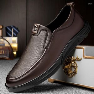 Casual Shoes 2024 High Quality Fashion Men's Loafers Genuine Leather Loafer Crocodile Pattern Office Slip On Dress For Men