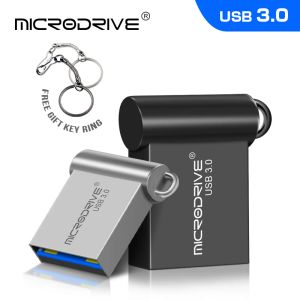 Fall Mini USB 3.0 USB Flash Drive 32 GB Metal Pendrive 64 GB 128 GB Vattentät Pendrive USB Flash Memory Stick med Key Chian