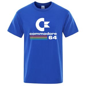 Gevşek Erkekler Tişörtler Yaz Commodore 64 Baskı Tişört C64 Sid Amiga Retro Serin Tasarım Sokak Kısa Kollu Üst Tee Pamuk Giysileri