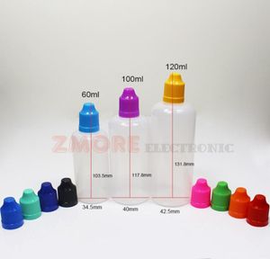 60ml 100ml 120ml Elektronik ECIG Sıvı Şişeler Plastik Damlalı Yarı Yarı Ya Yarı Ya Boş E Meyve Şişesi Renkli Çocuk geçirmez Kapaklar LON9591457