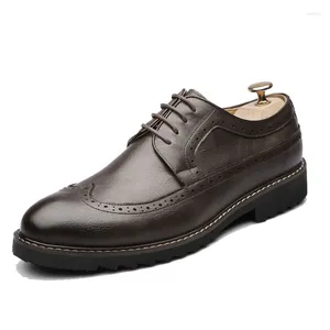 Casual Shoes Fashion Business Men Oxfords Leather Black Mens Man Male Footwear KA475