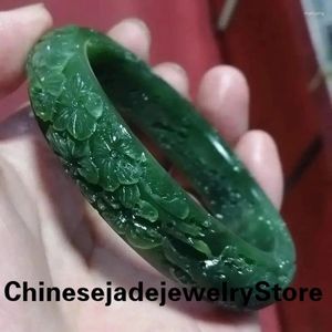 Bileklik Sınıf A yeşil yeşim kadın iyileştirici değerli taş ince mücevherler gerçek hetian jades nephrite el oyması zarif desen