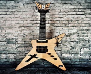 Kampanj Southern Cross Dimebag Darrell Flame Maple Natural Electric Guitar Abalone Cross Inlay Floyd Rose Tremolo Black Hardw4433776