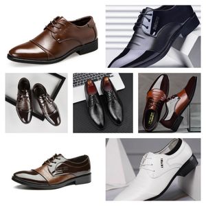 New Designer Multi style leather shoes, men's casual shoes, large-sized business dress shoes, pointed tie up wedding shoes