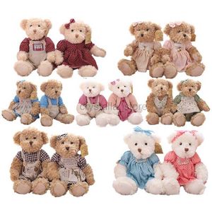 Movies TV Plush toy A pair 26cm Cute Couple Teddy Bear With Cloth Plush Toys Stuffed Dolls Toy Kids Baby Girls Children Girl Birthday Christmas Gift 240407