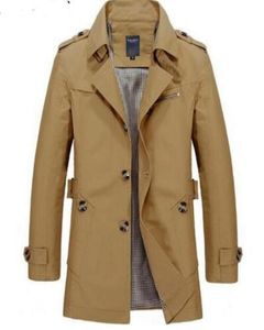 Modemän är exklusiva i vintern Slim Fit Casual Trench Coatmale Pure Color Pure Cotton Long Jackets2554296