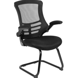 Modernt och bekvämt svart nätmottagningsstol med vändarmar för kontor eller väntrum - elegant design, robust släde bas