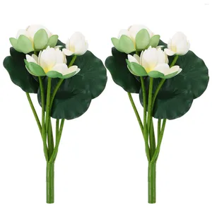 Decorative Flowers 2 Pcs Simulation Lotus Decoration Artificial Po Props Home Decorations Lifelike White Tulips