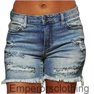 2023 Модные огорченные джинсовые шорты для похудения женских горячих штанов