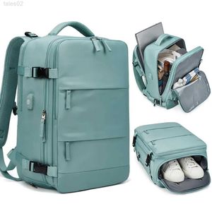 Multi-function Bags Womens laptop backpack 15.6-inch teenage girl USB charging school independent shoe bag travel outdoor yq240407