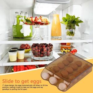 Kitchen Storage Refrigerator Egg Organizer Stackable Box18 Count Dispenser With Lid Large Capacity Fridge Eggs Container Accessories