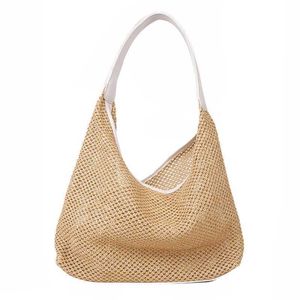 Daily Wear Beach Bags Summer Fashion Women's Handheld Woven Bag Fashionable One Shoulder Small Seaside Travel Straw