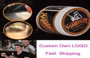 Custom Logo Hair Pomade Strong style restoring wax skeleton cream slicked mud keep oil edge control wet For Salon Hairstyle8884196