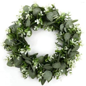 Decorative Flowers White Berries Artificial Eucalyptus Wreath For Front Door Green Leaves Welcome Festival Celebration Party Home Decor