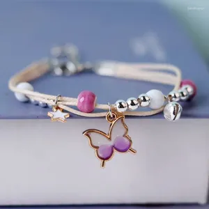 Charm Bracelets Kpop Süßes buntes Schmetterlingsarmband für Frauen Mädchen Mode handgewebe