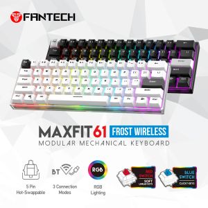 Keyboards FANTECH MAXFIT61 Frost Mechanical Keyboard With Bluetooth & 2.4G Wireless&USB Wired Connection RGB 61 Keys Gaming Keyboard