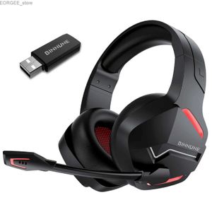 Mobiltelefonörlurar Binnune Wireless Gaming -headset för PC PS4 PS5 2.4G Trådlös Bluetooth USB -spelare hörlurar med MIC för bärbar dator Y240407