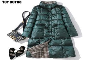 5xl Giacca da piuma invernale Donna nera Doppi laterale Abbigliamento femmina esterno MACKE LUNGO CALDO DOI PUFFER SCARCA 2010192646414