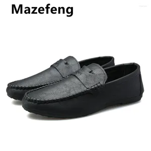 Casual Shoes Mazefeng Patent Leather Men 2024 Slip On Formal Loafers Moccasins Italian Black Male Driving