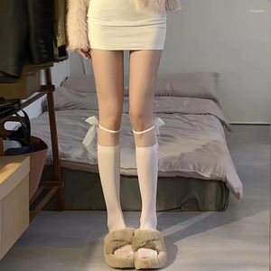 Donne calzini White Bow Colf Lolita Foro in pizzo Summer Ultra-sottile Long Giappone JK GIORNO JK Knee