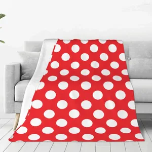 Filtar röd och vit polka dot mjuk flanell kast filt för soffa säng varm lätt soffa resor