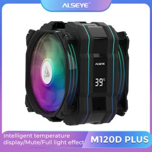 Printers Alseye Cpu Cooler Argb 120mm Pwm Cooler 6heatpipe for Intel Lga1700 Top Cover Lighting Temperature Display Argb for Pc