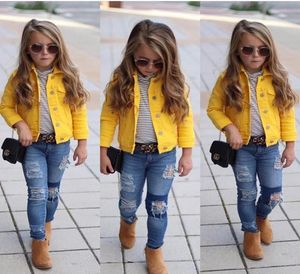 Neue Kleinkindkinder Baby Girls Jungen Jeans Jacke Langarm Jeans Mantel Außenbekleidung4231444