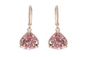 Genuine Rose Gold Pink Diamond rings ear for Women Fashion Topaz Gemstone Earring Girls Y1130 5730504