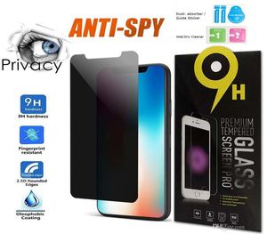 Privacy Temperad Glass Anti Spy Screen Protector per iPhone 13 12 11 Pro Max XR XS 78 Plus con boxe di vendita al dettaglio5109299