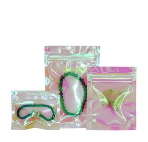 Clear Rainbow Jewelry Packaging Zip Lock Plastispåsar Packing Retail Armband Package Bag Oxidation Resistance Multisizes Hologra3795961