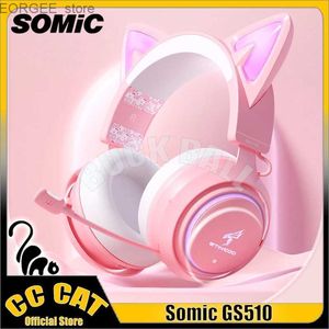 Handy -Ohrhörer SOMIC GS510 GAMER -Kopfhörer Wireless Headset Rauschreduktion Headsets 2.4g mit Mikrofonkatze Ohren Low -Delay Gaming Eardphone Y240407