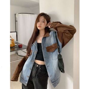 Grande tamanho 300 libras gordinhas mm no início da primavera coreana retchwork Age reduzindo a jaqueta jeans para mulheres soltas femininas