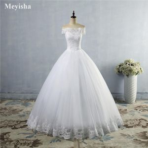 Novo vestido de noiva de renda de marfim branca para noivas com borda de renda plus size maxi formal fora do ombro GOWN6877762