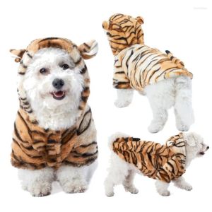 Vestuário para cães roupas de estimação de pet tigre figuradas roupas de cachorro de Halloween usadas no inverno engraçado