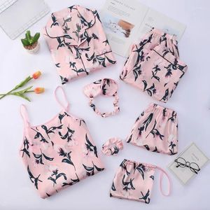 Caso de flanela de flanela de pijamas de flor de flanela feminino lingerie íntima sono casual Conjunto 2024 Spring Homewear Pijamas