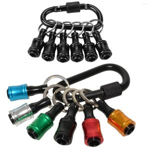 Schlüsselanhänger 12pcs 1/4inch Hex-Shank-Schaftschraubendreherhalter Halbveränderungsstange Keychain-Bohrer-Bohrer-Adapter ändert tragbar