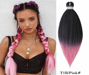 26 Inch Omber Easy Jumbo Braiding Hair Colored Prestretched Braiding Hair Rainbow Kanekalon Xpressions Pink Braid Hair 6591612