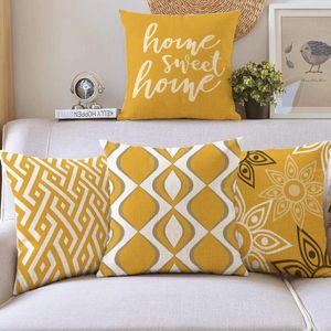 Pillow Nordic Yellow Geometric Sweet Home Linen Pillowcase 60 Living Room Sofa Decoration Cover 40 Decor 45 50