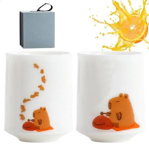 Capybara -Muster Keramik -Teetasse mit handbemaltem langlebigem Kaffeetasse Robustes Set reduziert die Küchenversuche 240407